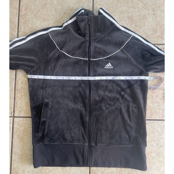 Adidas Trefoil Velour Track Jacket Full Zip Gray White 3 Stripes Y2K Women’s M - Picture 7 of 7